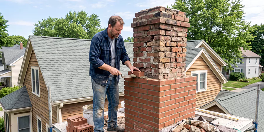 Old and Crumbling Brick Chimney Rebuild Middletown