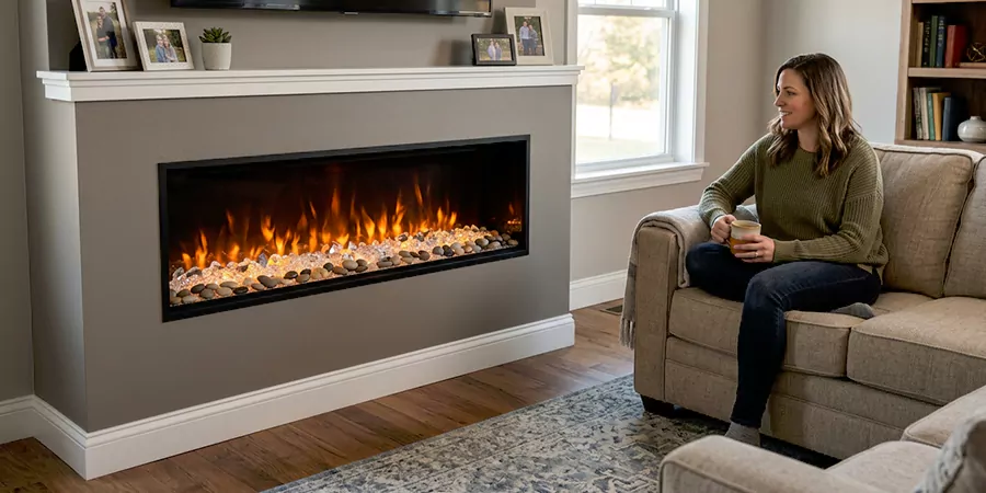 Electric Fireplace With Crystal and Pebble Embers Middletown